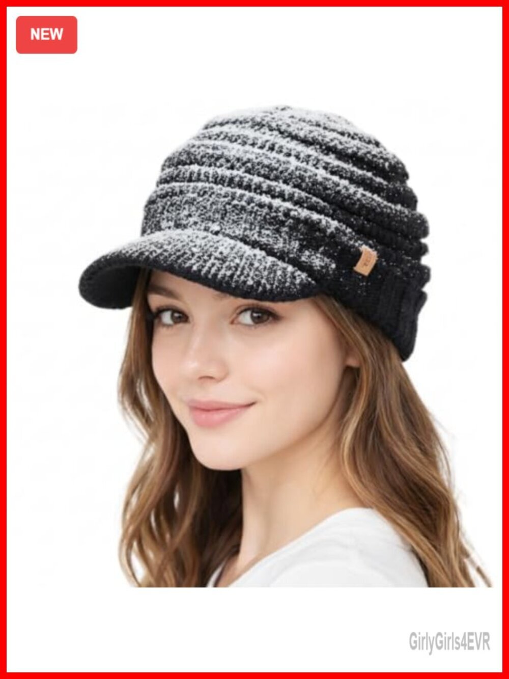 DryKnit Waterproof Visor Beanie for Women, Fleece Lined Winter Hat
